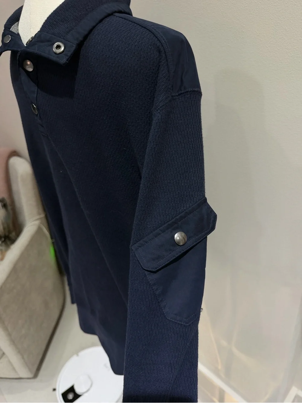 Banana Republic Navy Long-Sleeve Polo Knit